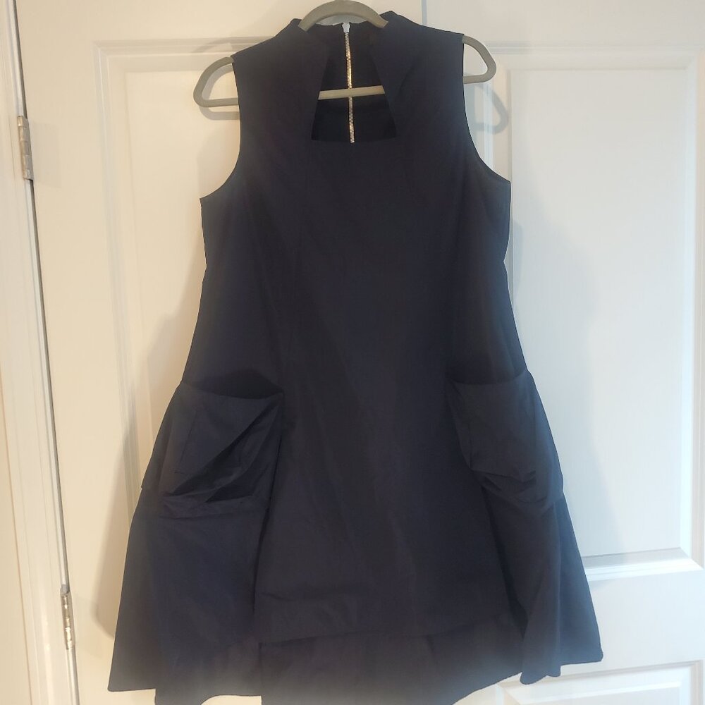 Sun Kim Navy Blue Minimalist Midi Dress Size 10 – Travel Friendly, Flawless